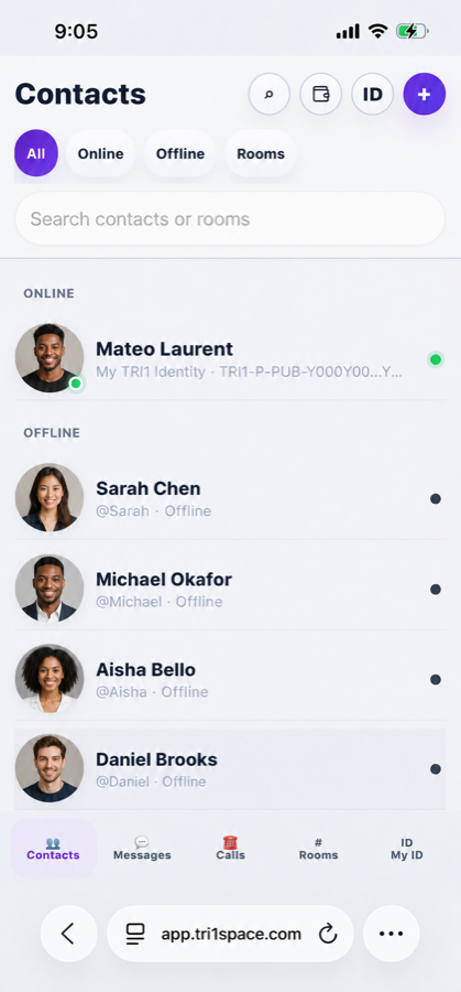 TRI1 contacts on mobile