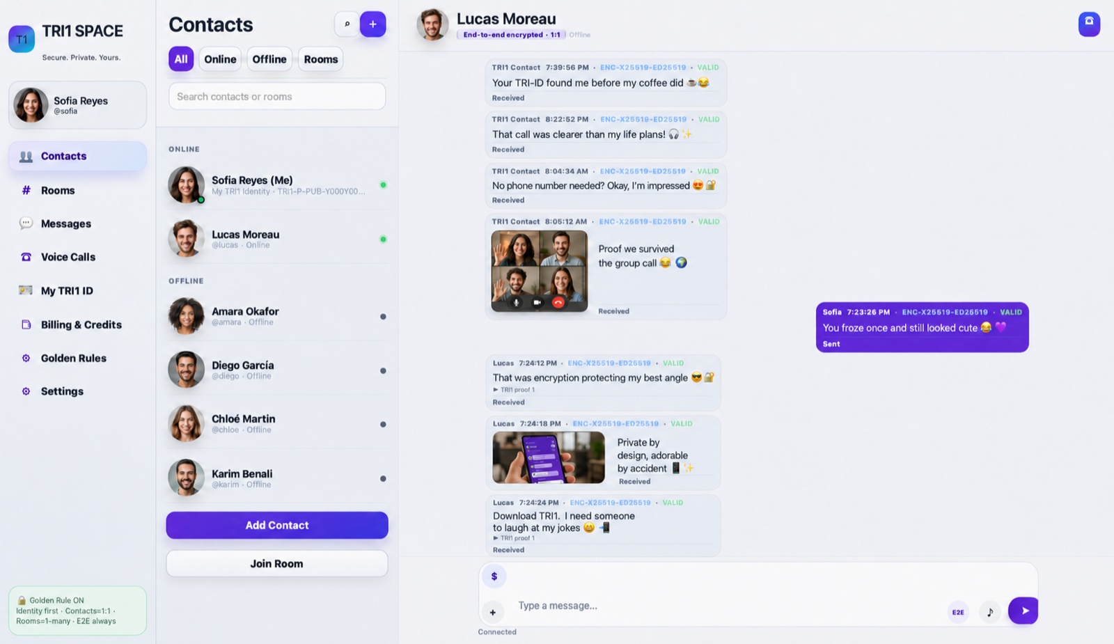 TRI1 web app chat